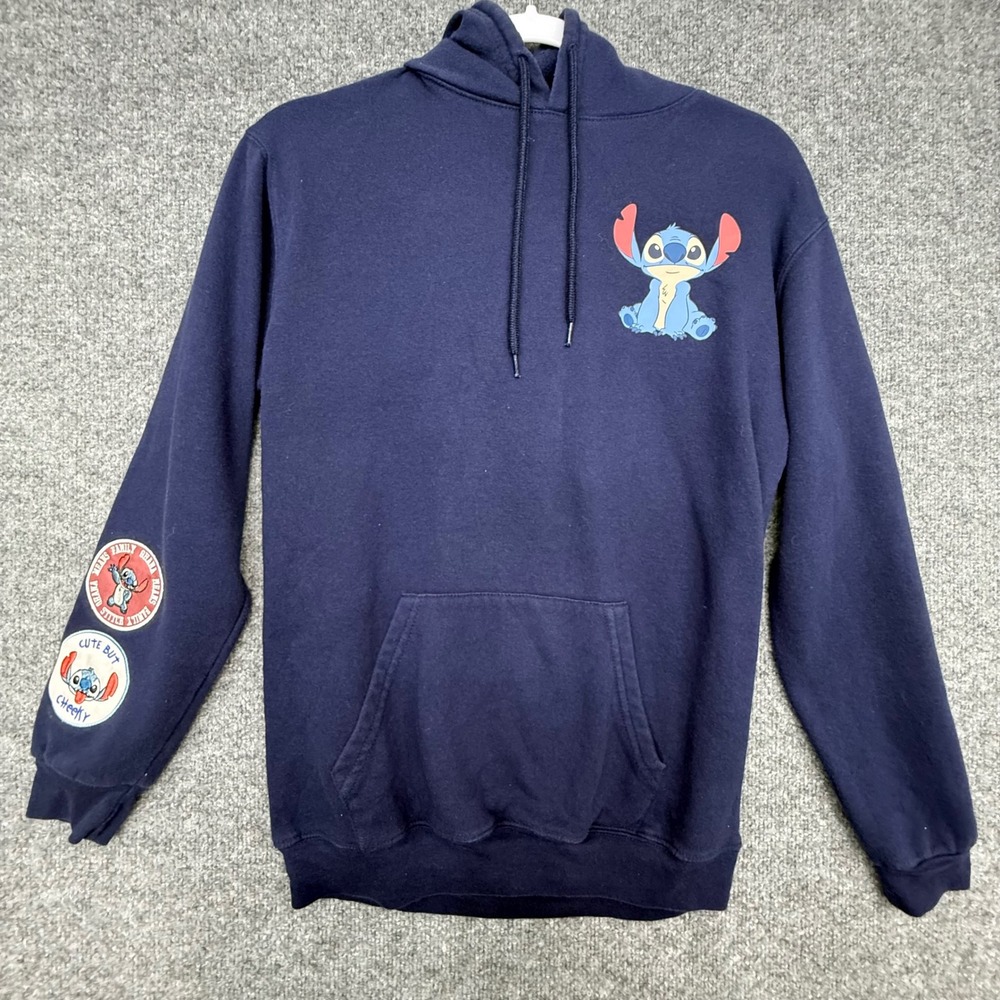 Disney Lilo & Stitch Ohana‎ Navy Blue Hoodie Chenille Patch XS 626x624 Athletic